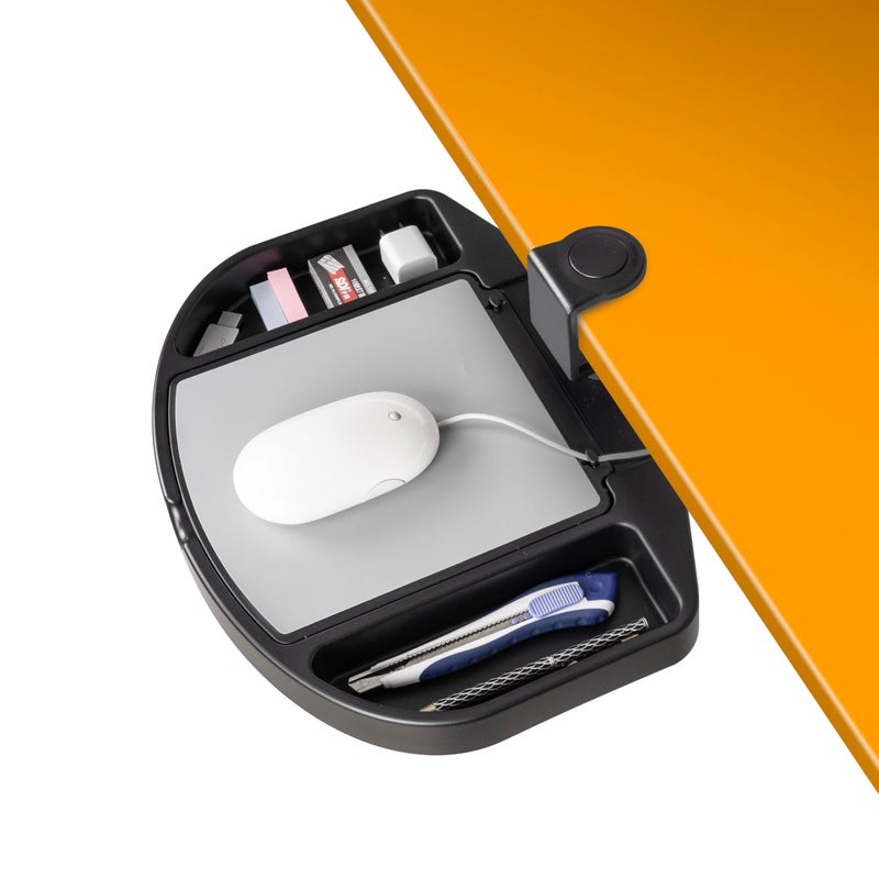 EHO Clamp-On Desk Organizer, Multifunctional with Pencil Drawer, Mouse Pad Storage, Swivel, Spill-Proof, Under Desk Storage, Easy Installation, Reduces Clutter, TAA-Compliant - Image 1